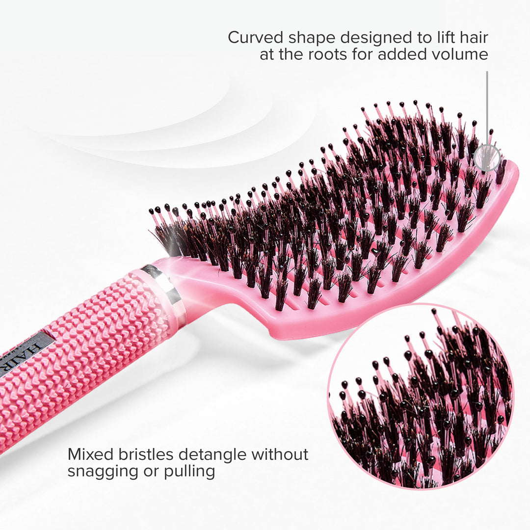 Pink Stroke of Luck - Curved Mixed Bristle Brush