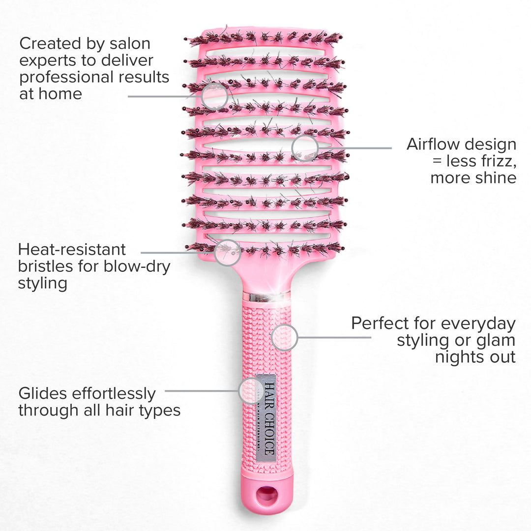 Pink Stroke of Luck - Curved Mixed Bristle Brush