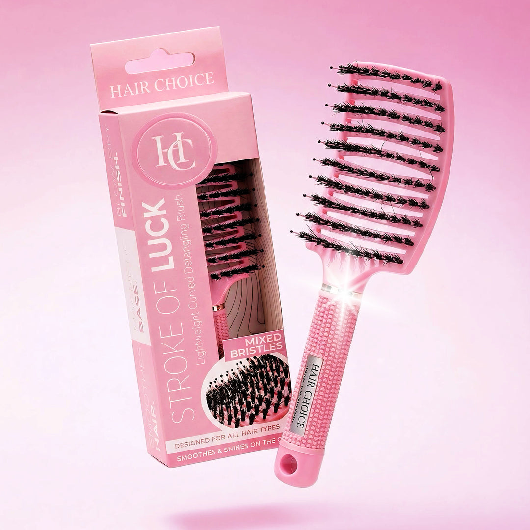 Pink Stroke of Luck - Curved Mixed Bristle Brush